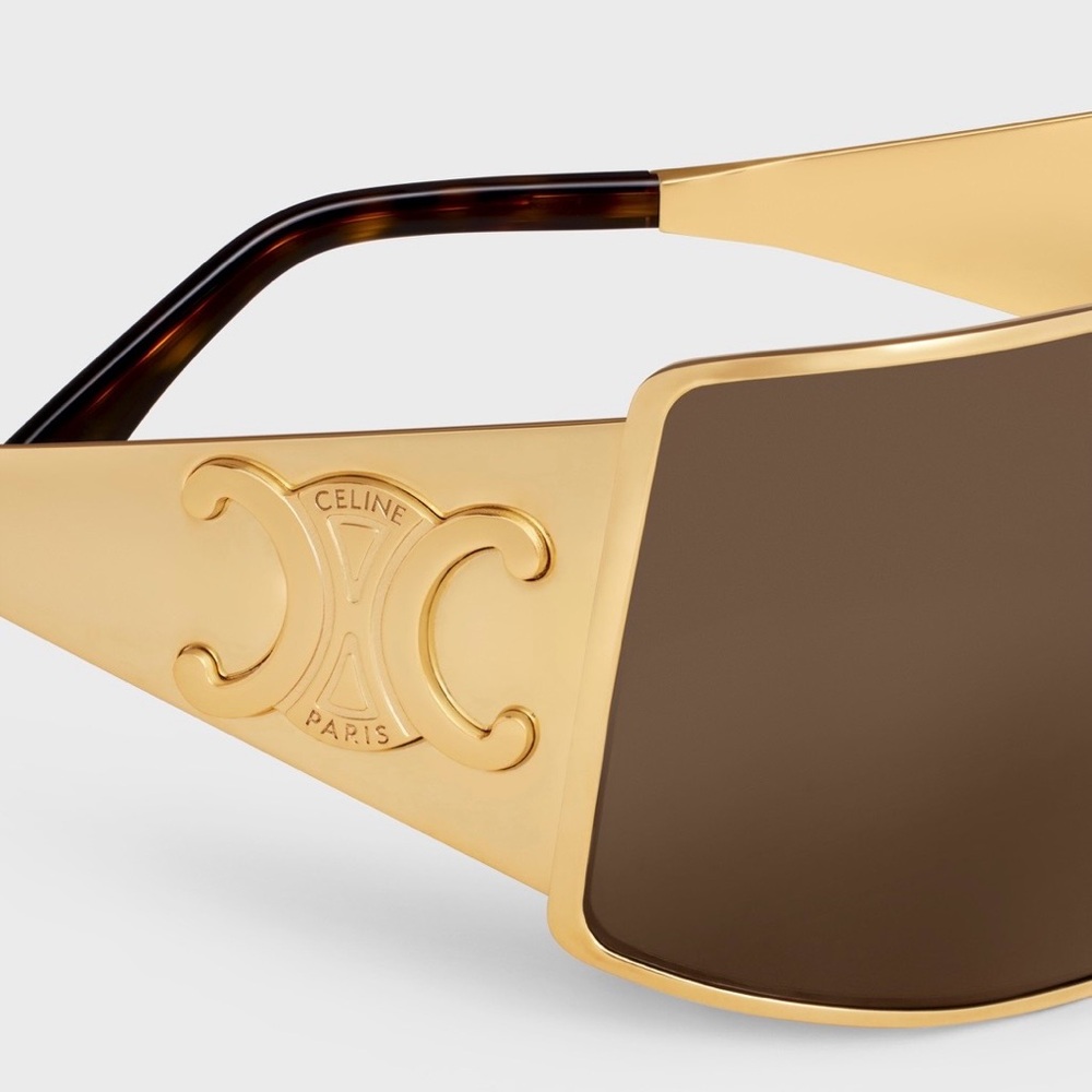 Celine Triomphe Metal Racer Sunglasses in Gold Metal - Picture 4 of 10